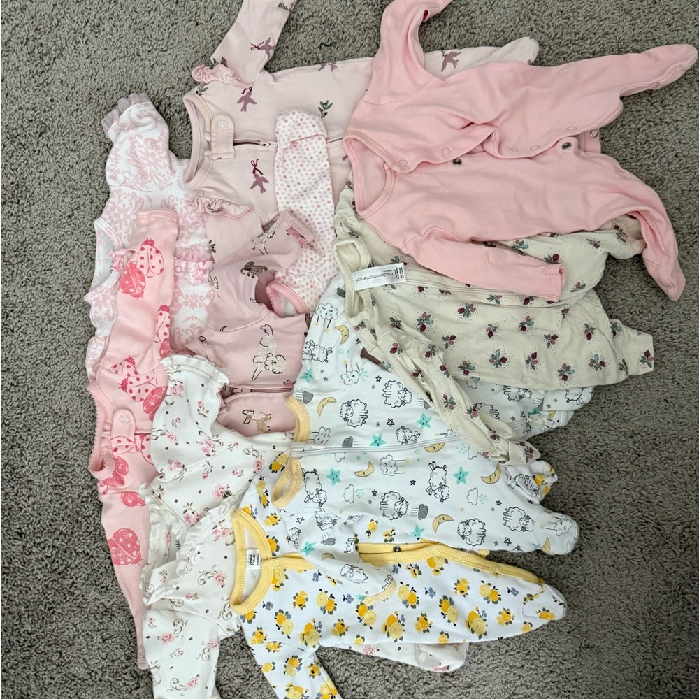 Little Me Pink and Cream Kids One Piece Footies
